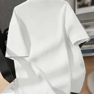 Alternative view of 20/1 Penye Compack Baskılı Oversize Bisiklet Yaka Kısa Kol Yazlık T-shirt - Beyaz