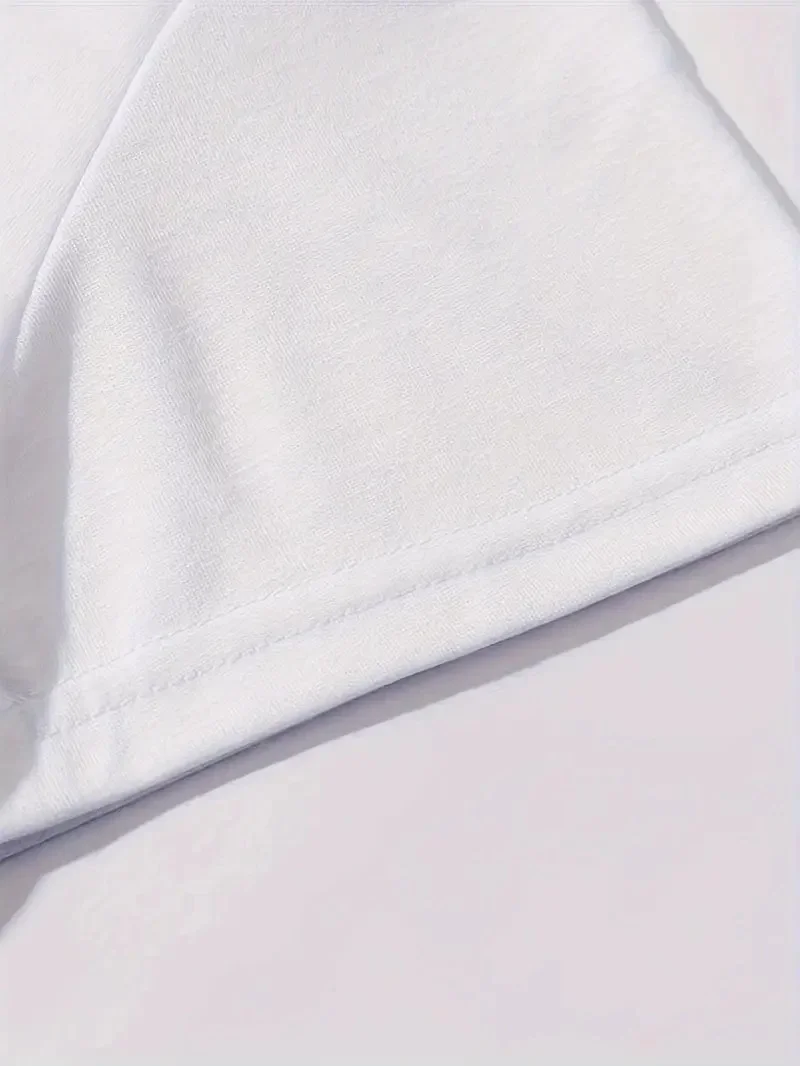 Brooklyn Harf Baskılı Düşük Omuzlu T-shirt, Rahat Kısa Kollu Bol T-shirt, Kadın Giyim - Beyaz - Görsel 4