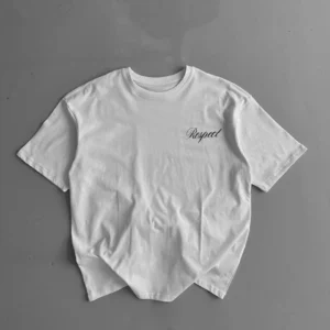 20/1 Penye Compack Baskılı Oversize Bisiklet Yaka Kısa Kol Yazlık T-shirt - Beyaz