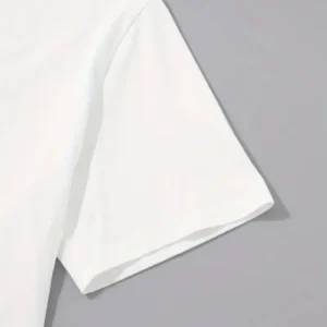 Alternative view of 20/1 Penye Compack Palmiye Ön Baskılı Oversize Bisiklet Yaka Kısa Kol Yazlık T-shirt - Beyaz