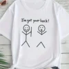 Kadın Beyaz "I've Got Your Back" Grafik Tişört - Eğlenceli Çubuk Tasarımlı Oversize Günlük Kısa Kollu Tişört, Polyester Örgü, Yuvarlak Yaka, İlkbahar ve Yaz için Mükemmel, Günlük Giyim Tişört | Eğlenceli Tasarım | Polyester Kumaş - Beyaz