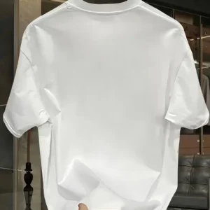 Alternative view of Pembe Panter Baskılı Erkek Oversize Günlük Kısa Kollu Tişört İlkbahar ve Yaz için Mükemmeldir - Beyaz