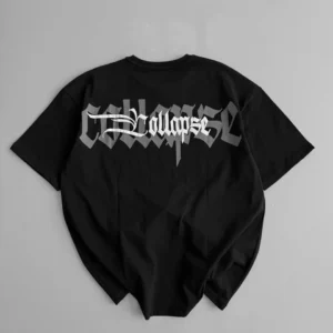 Alternative view of 20/1 Penye Compack Unisex Baskılı Oversize Bisiklet Yaka Kısa Kol Yazlık T-shirt - Siyah