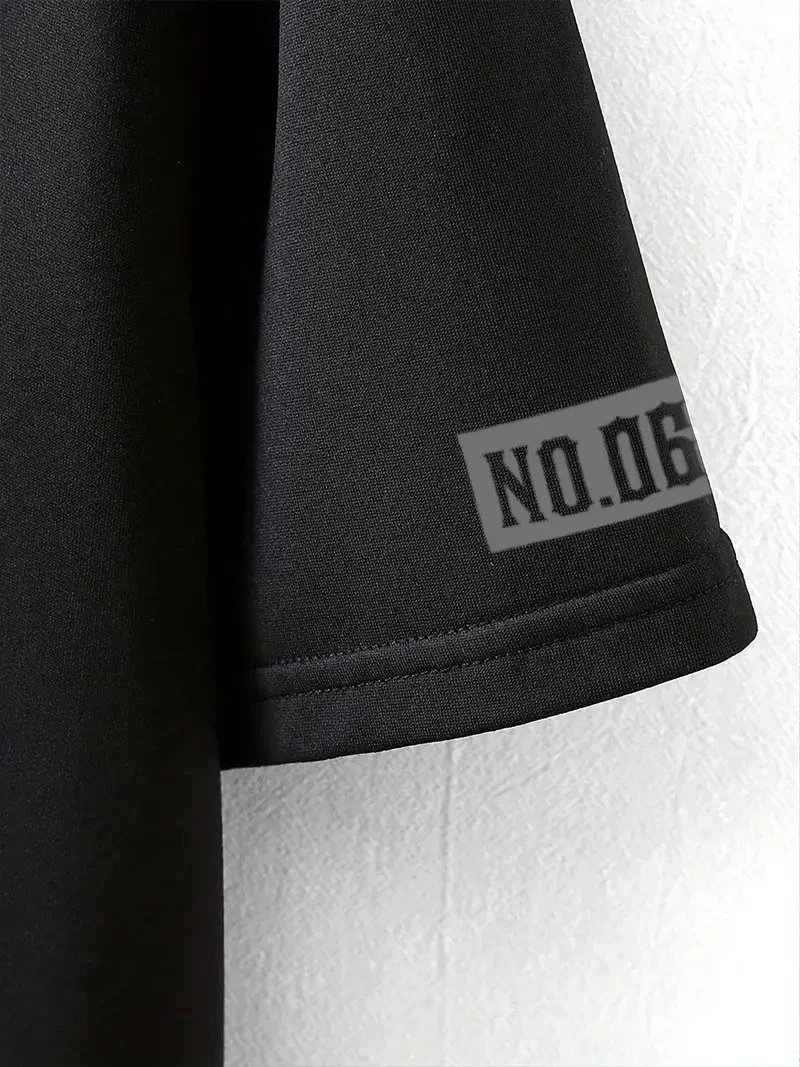 LB Ön Arka Baskılı Oversize Bisiklet Yaka Yazlık T-shirt - Siyah - Görsel 3