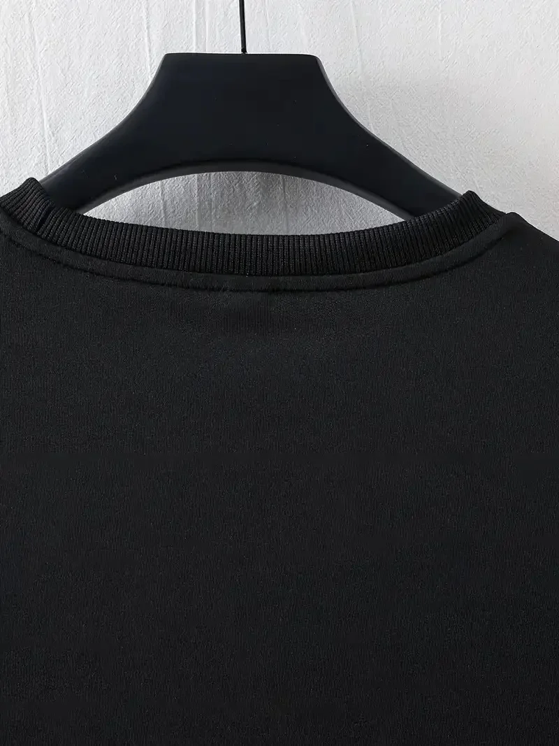 LB Ön Arka Baskılı Oversize Bisiklet Yaka Yazlık T-shirt - Siyah - Görsel 2