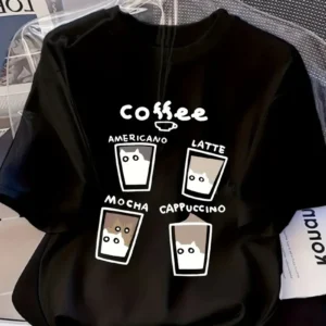 20/1 Penye Compack Baskılı Oversize Bisiklet Yaka Kısa Kol Yazlık T-shirt - Siyah