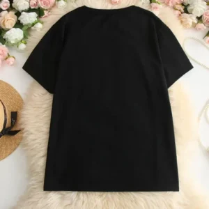 Alternative view of Hi, I don't care. Thanks. (Merhaba, önemli değil. Teşekkürler.) Baskılı Oversize Bisiklet Yaka T-shirt - Siyah