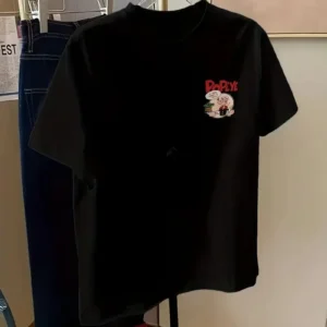 Alternative view of Erkek Oversize Tişörtü  Popeye the Sailor Retro Vintage Ispanak | Hediye olarak idealdir, farklı boyutları mevcuttur. - Siyah