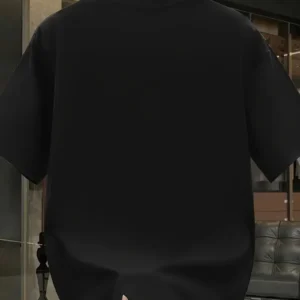 Alternative view of Pembe Panter Baskılı Erkek Oversize Günlük Kısa Kollu Tişört İlkbahar ve Yaz için Mükemmeldir - Siyah