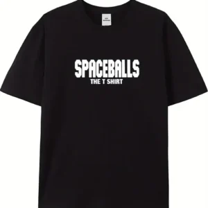 20/1 Penye Compack SPACEBALLS Erkek Baskılı Oversize Bisiklet Yaka Kısa Kol Yazlık T-shirt - Siyah