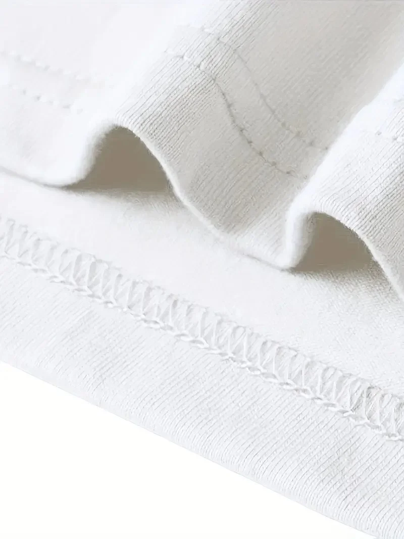 Pembe Panter Baskılı Erkek Oversize Günlük Kısa Kollu Tişört İlkbahar ve Yaz için Mükemmeldir - Beyaz - Görsel 4