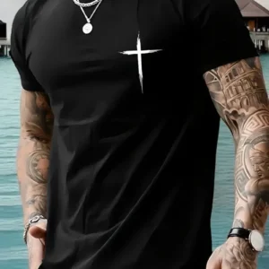 20/1 Penye Compack Baskılı Oversize Bisiklet Yaka Kısa Kol T-shirt - Siyah