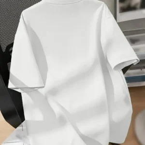 Alternative view of 20/1 Penye Compack Ayı Baskılı Oversize Bisiklet Yaka Kısa Kol T-shirt - Beyaz