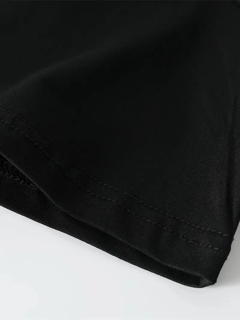 Büyük Beden Erkek "Whatever" Baskılı Tişört, Oversize Erkekler İçin Yaz Modası Kısa Kollu Tişörtler - Siyah - Görsel 3