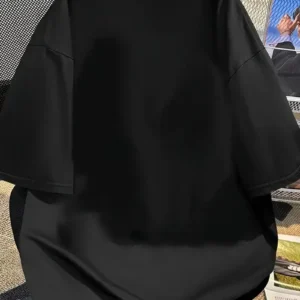 Alternative view of [Günlük T-Shirt] Hafif Kadın Günlük T-Shirt | Bol Kesim, Kısa Kollu, Yuvarlak Yaka, Eğlenceli Karikatür Ayı ve "Umrumda Değil" Baskı - Günlük Stil, İlkbahar/Yaz- Siyah