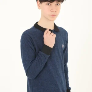 Alternative view of Çocuk Selanik Yaka Nakışlı Kazak - Lacivert