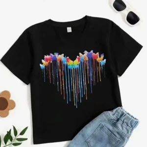 Alternative view of Çocuk Unisex Baskılı T-Shirt - Siyah