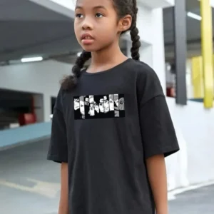 Alternative view of Çocuk Unisex Baskılı T-Shirt - Siyah