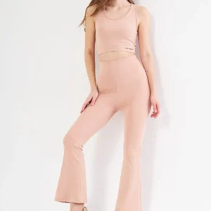 Dalgıç Yüksel Bel İspanyol Paça Tayt - Bej