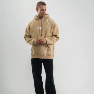 Alternative view of Double Oversize Kapşonlu Şimşek Pano Baskılı SweatShirt - Bej