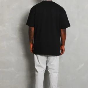 Alternative view of Unisex Oversize Düz Bisiklet Yaka T-Shirt - Siyah