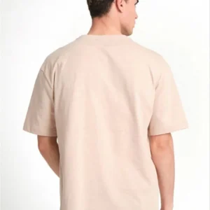 Alternative view of Erkek 24/1 Düz A Kalite Oversize T-shirt - Bej