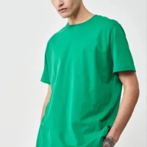 Erkek 24/1 Düz A Kalite Oversize T-shirt - Yeşil