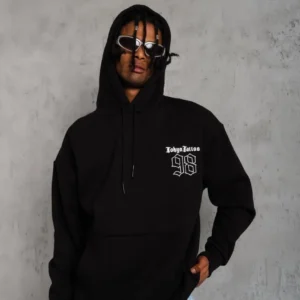 Alternative view of Erkek 98 Baskılı Kapşonlu Sweat - Siyah