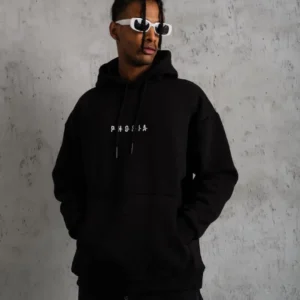 Alternative view of Erkek Astronot Baskılı Kapüşonlu Sweat - Siyah