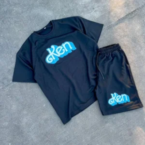 Alternative view of Erkek Baskılı İkili Şort Takım - Siyah