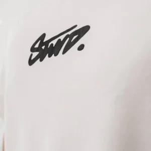 Erkek Baskılı Oversize T-shirt - Beyaz