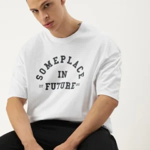 Alternative view of Erkek Baskılı Oversize T-shirt - Beyaz