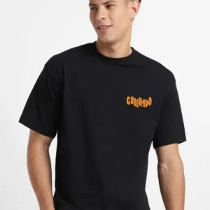 Erkek Baskılı Oversize T-shirt - Siyah