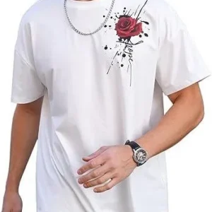 Alternative view of Erkek Bisiklet Yaka Kısa Kol Baskılı T-shirt - Beyaz