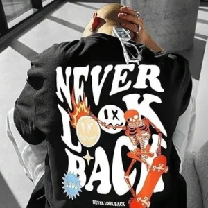 Erkek Bisiklet Yaka Kısa Kol Baskılı T-shirt - Siyah