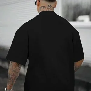 Alternative view of Erkek Bisiklet Yaka Kısa Kol Baskılı T-shirt - Siyah