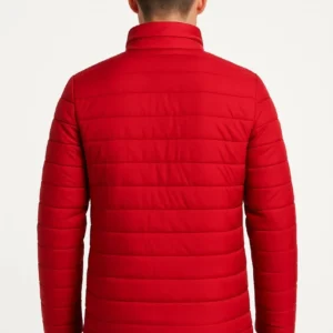 Alternative view of Erkek Bomber Mont Ceket – Su İtici Kumaş, Kapitone Astarlı, Fermuarlı, Kışlık - Kırmızı