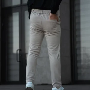 Alternative view of Erkek Diagonel Mikro dokulu Cepli Pantolon - Bej