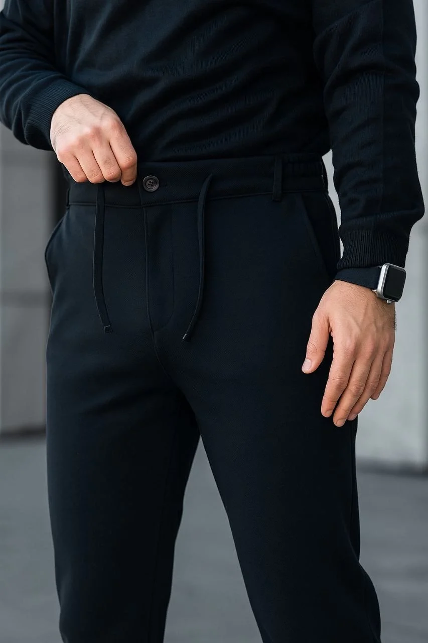 Erkek Diagonel Mikro dokulu Cepli Pantolon - Siyah - Görsel 4