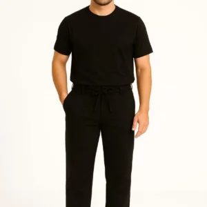 Erkek Diagonel Mikro dokulu Cepli Pantolon - Siyah