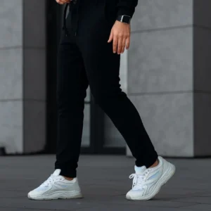 Alternative view of Erkek Diagonel Mikro dokulu Cepli Pantolon - Siyah