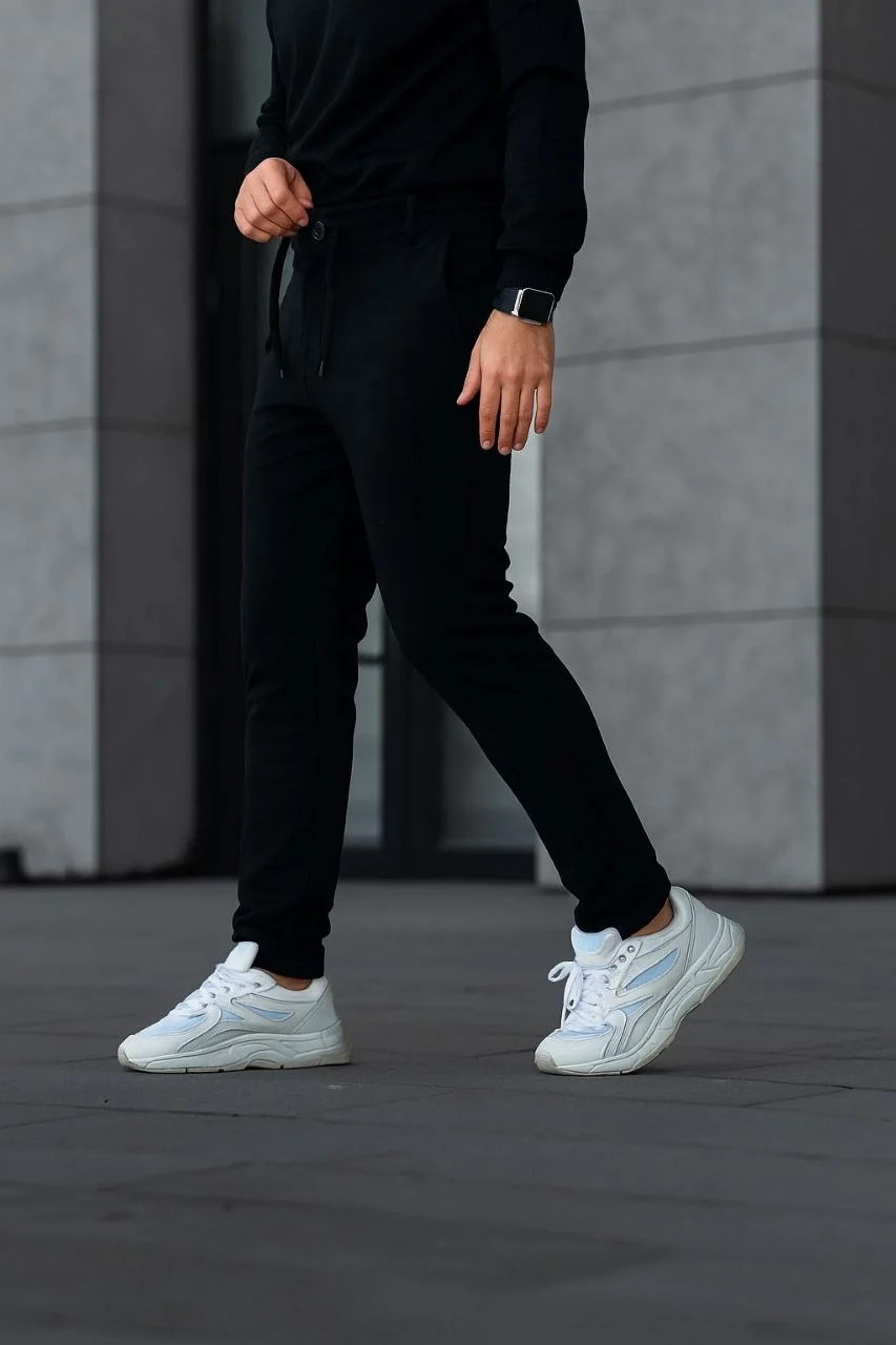 Erkek Diagonel Mikro dokulu Cepli Pantolon - Siyah - Görsel 2