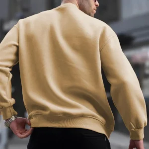 Alternative view of Erkek Düz Bisiklet Yaka Sweat - Bej