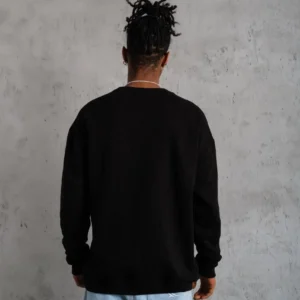 Alternative view of Erkek Düz Bisiklet Yaka Sweat - Siyah