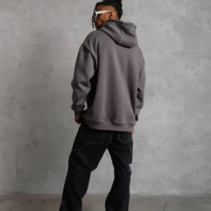 Alternative view of Erkek Düz Kapüşonlu Sweat - Gri