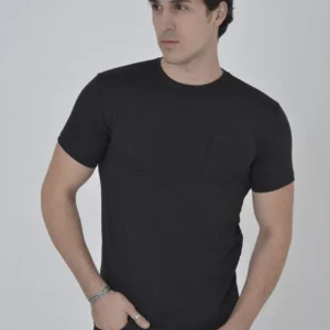 Erkek File Cepli Slim fit T-shirt - Siyah