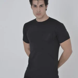 Alternative view of Erkek File Cepli Slim fit T-shirt - Siyah
