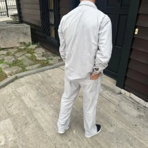 Alternative view of Erkek Fitilli Kadife Cepli Buggy Pantolon Oversize Rahat Kalıp - Gri