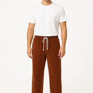 Erkek Fitilli Kadife Cepli Buggy Pantolon Oversize Rahat Kalıp - Kahverengi