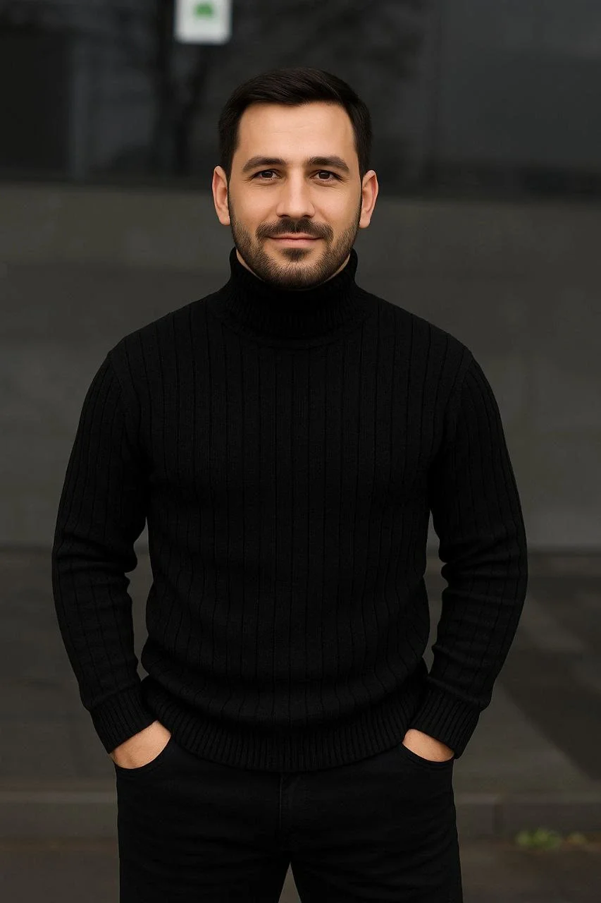 Erkek Fitilli Triko Kazak 2'li Set Beyaz Siyah Regular Balıkcı Yaka Tam Boğazlı Triko Seti Modeli Kazak - Görsel 2